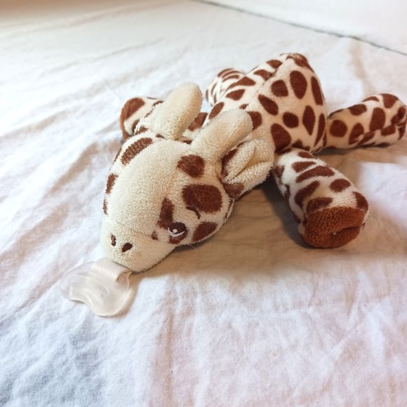 Philips Avent Brown and Cream Giraffe Soothie Snuggle Pacifier Holder 8" - Picture 3 of 9